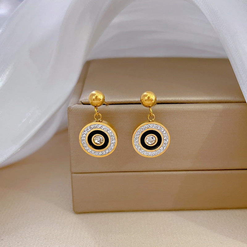 Minimalist Geometric Titanium Steel Stud Earrings with Plated Finish for Women, Cosmic and Natural Inspired Design
