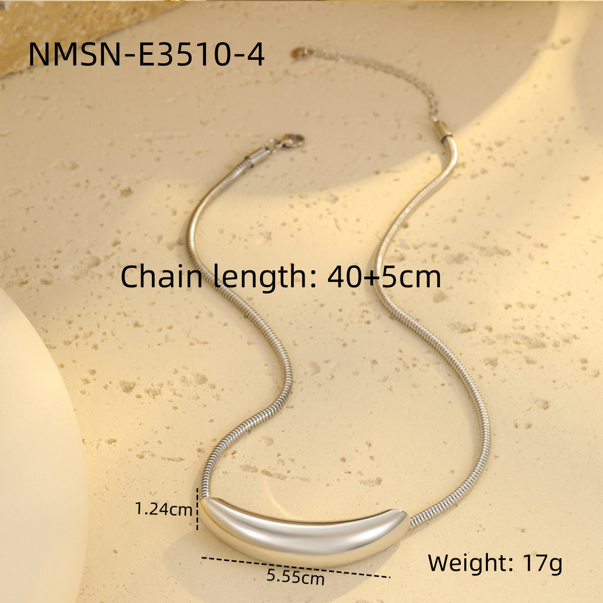 Collana Minimalista da Donna a Catena Snake a Cuore in Acciaio al Titanio con Placcatura in Oro