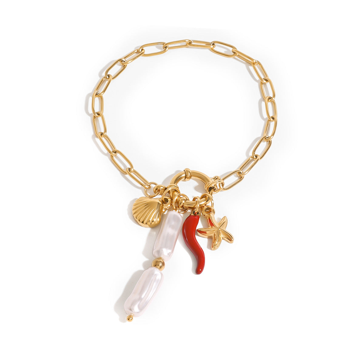 Minimalist Ocean-Themed Stainless Steel Necklace with Starfish Pendant and Plated Finish for Women