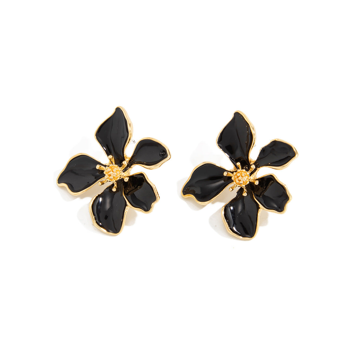 Minimalist Elegant Floral Drip Oil Plated Zinc Alloy Earrings for Women