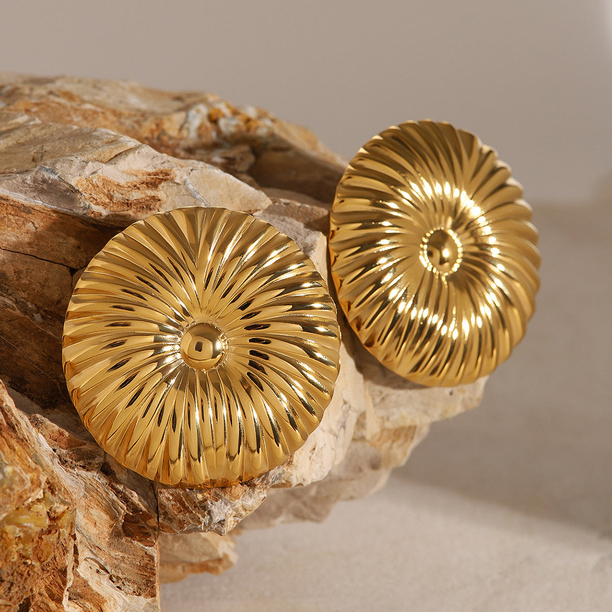 18K Gold Plated Stainless Steel Floral Earrings for Women