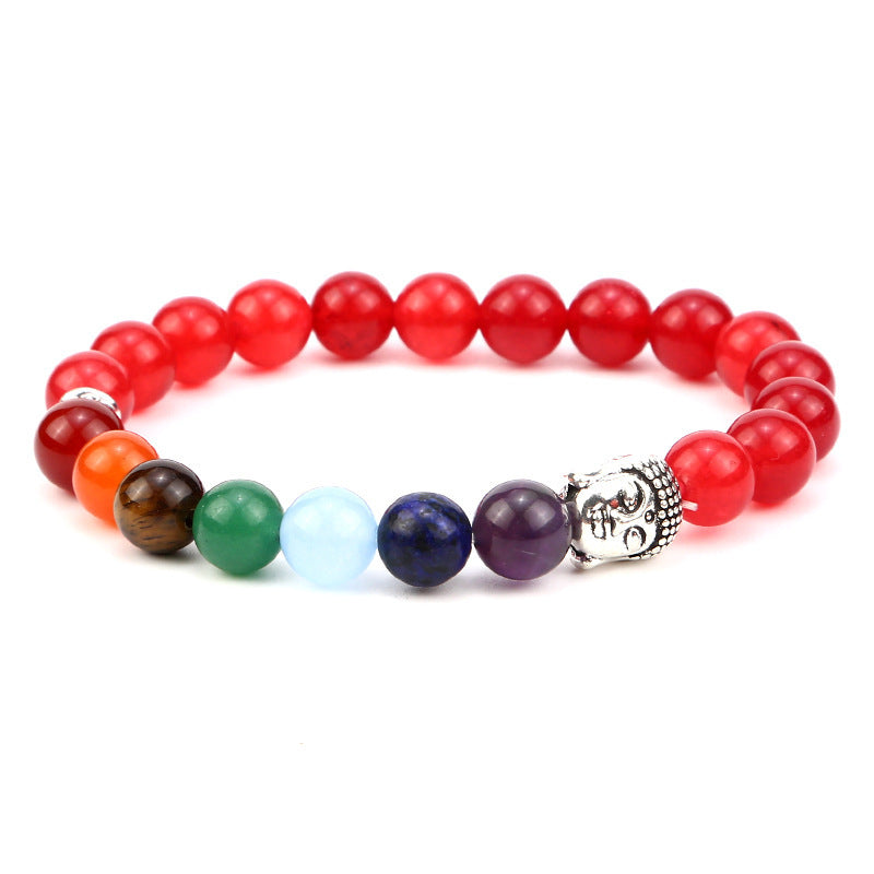 Unisex Geometric Alloy Bracelet Set with Tiger Eye, Green Aventurine and Red Agate Beads