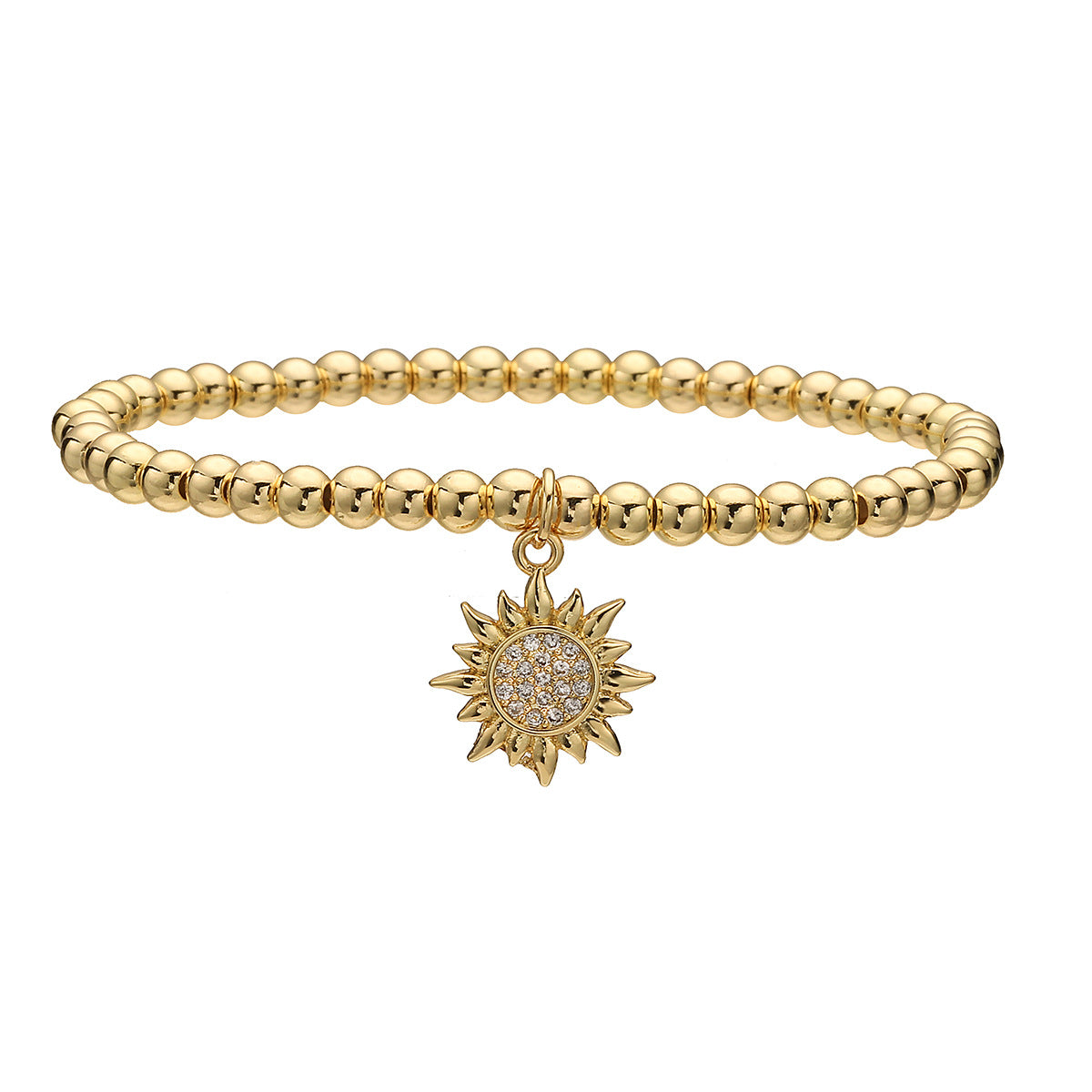 Minimalist 18K Gold Plated Geometric Conch Sun Brass Bracelet with Micro-inlaid Cubic Zirconia Irregular Design for Women