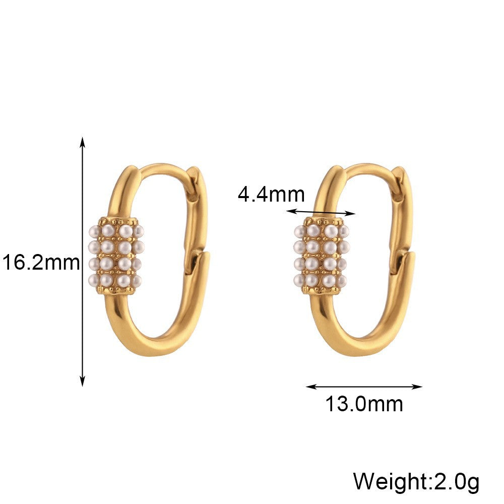 Minimalist Luxe Bamboo-Textured Stainless Steel Hoop Earrings with 18K Gold Plating for Women