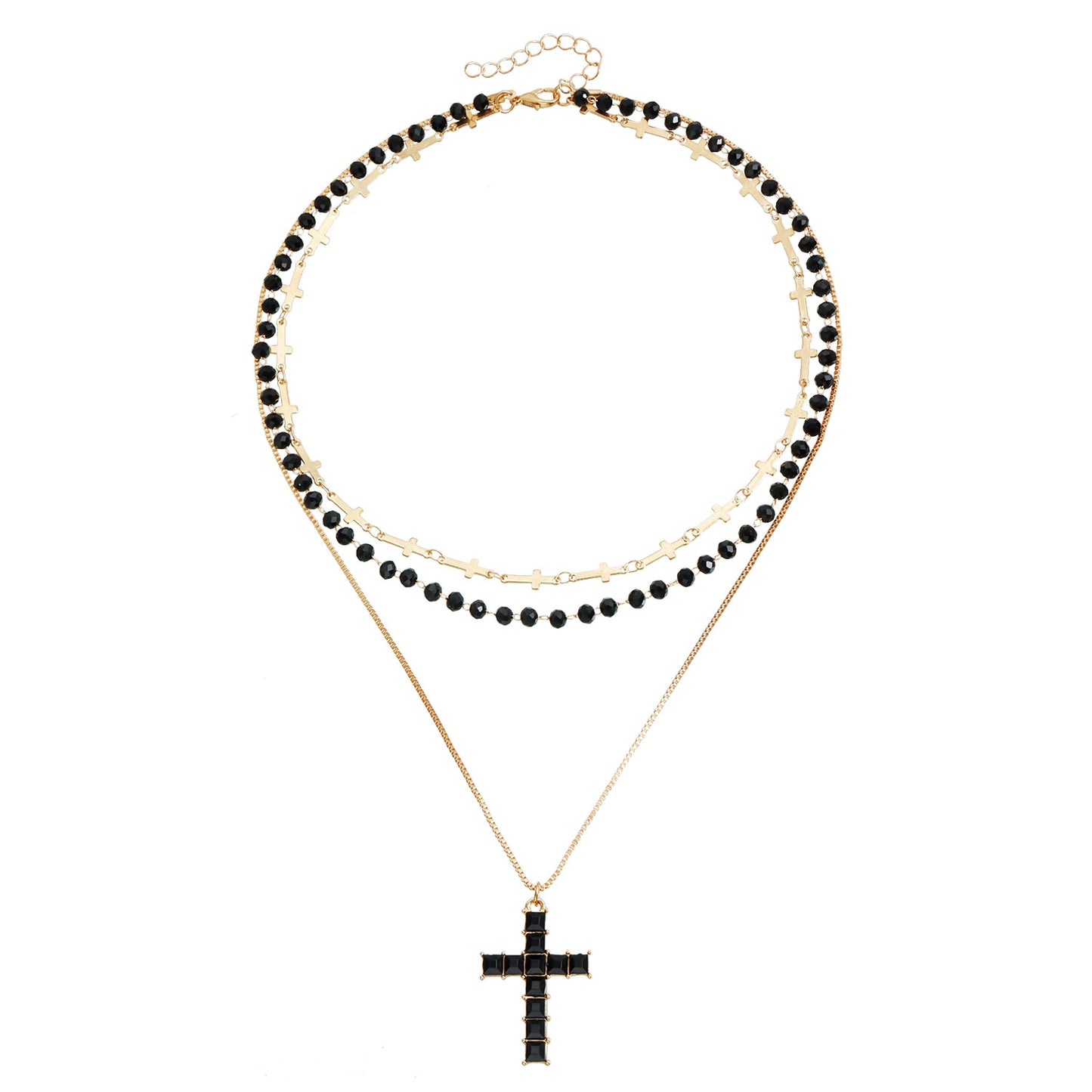 Dark Feminine Cross Pendant Necklace for Women Alloy Geometric Shape with Plated Finish Fashion Clavicle Chain