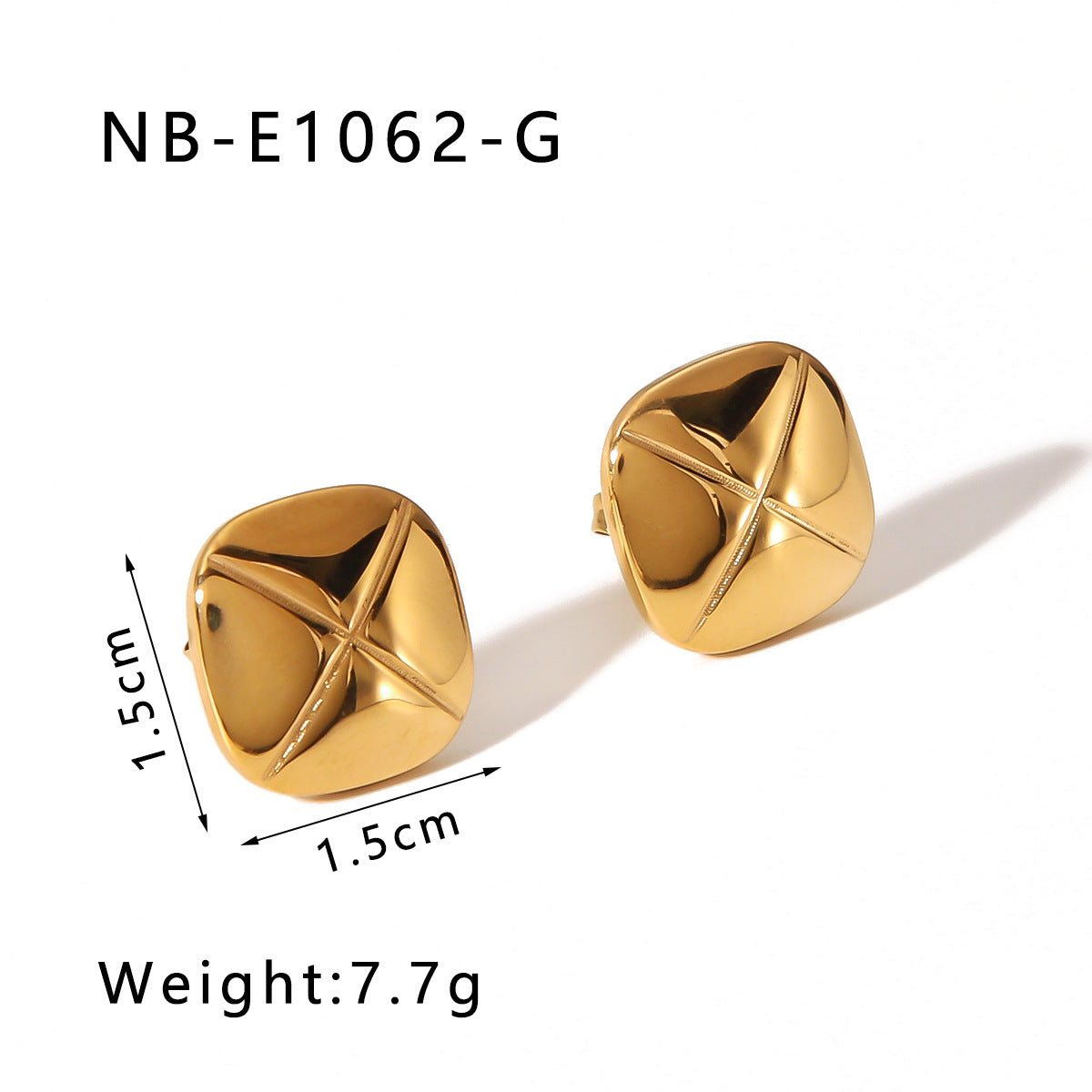 Orecchini ipoallergenici in acciaio inossidabile placcato oro 18 carati a forma di cuore con intarsio di perle a stella a otto punte geometrica a forma di C minimalista