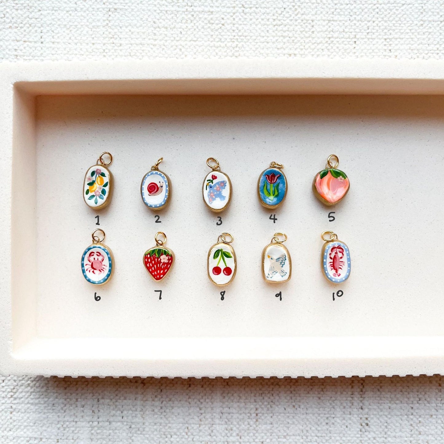 Vintage Plated Drip Oil Brass Fruit Cartoon Charm Bar