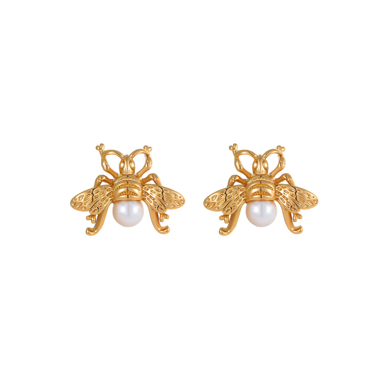 Vintage-Inspired Stainless Steel Bee and Geometric Earrings with 18K Gold Plating for Women