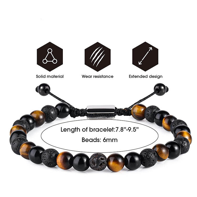 Minimalist Handmade Braided Volcanic Stone Beaded Bracelet Unisex