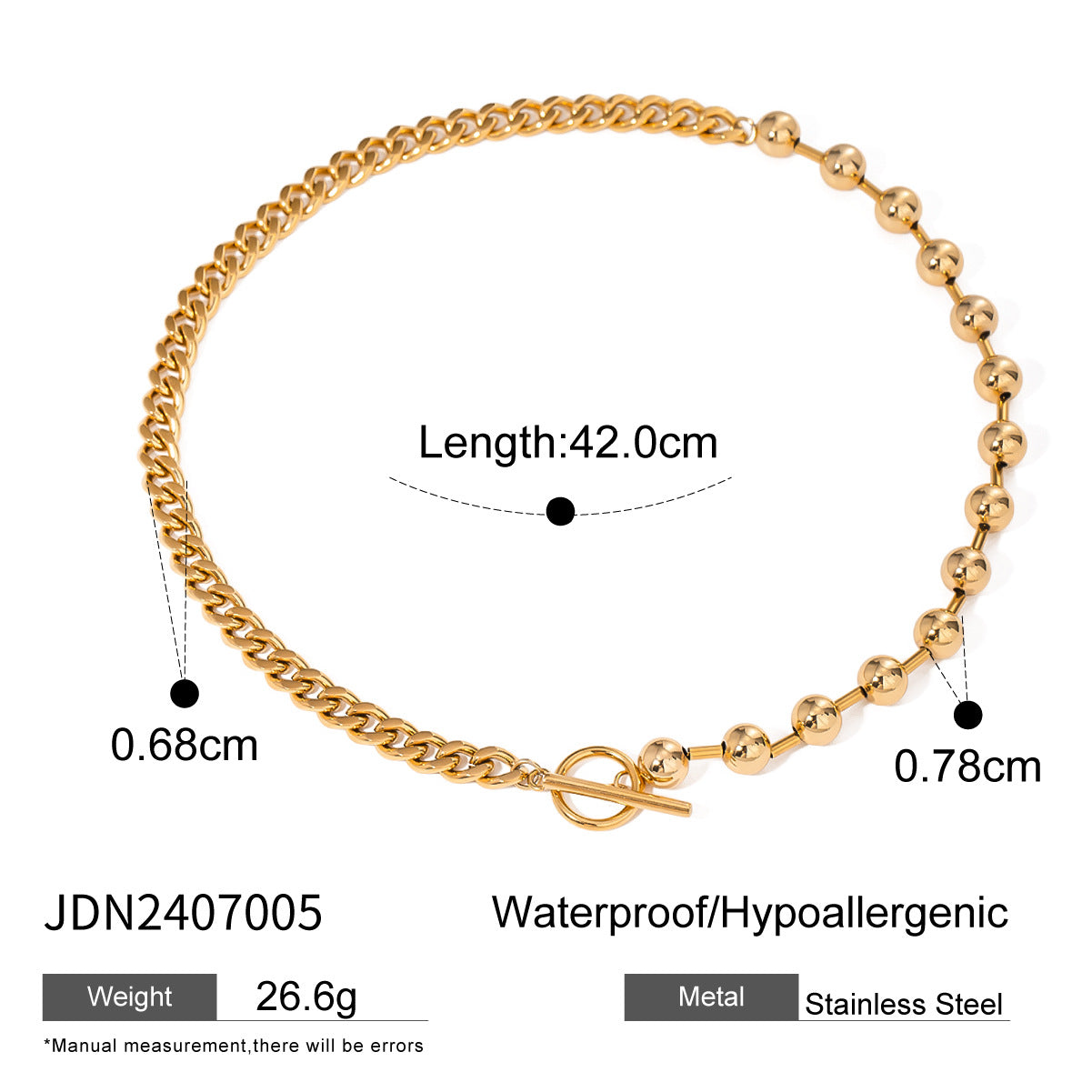 Minimalist 18K Gold Plated Geometric Round Stainless Steel Necklace with Titanium Steel Pendant for Women