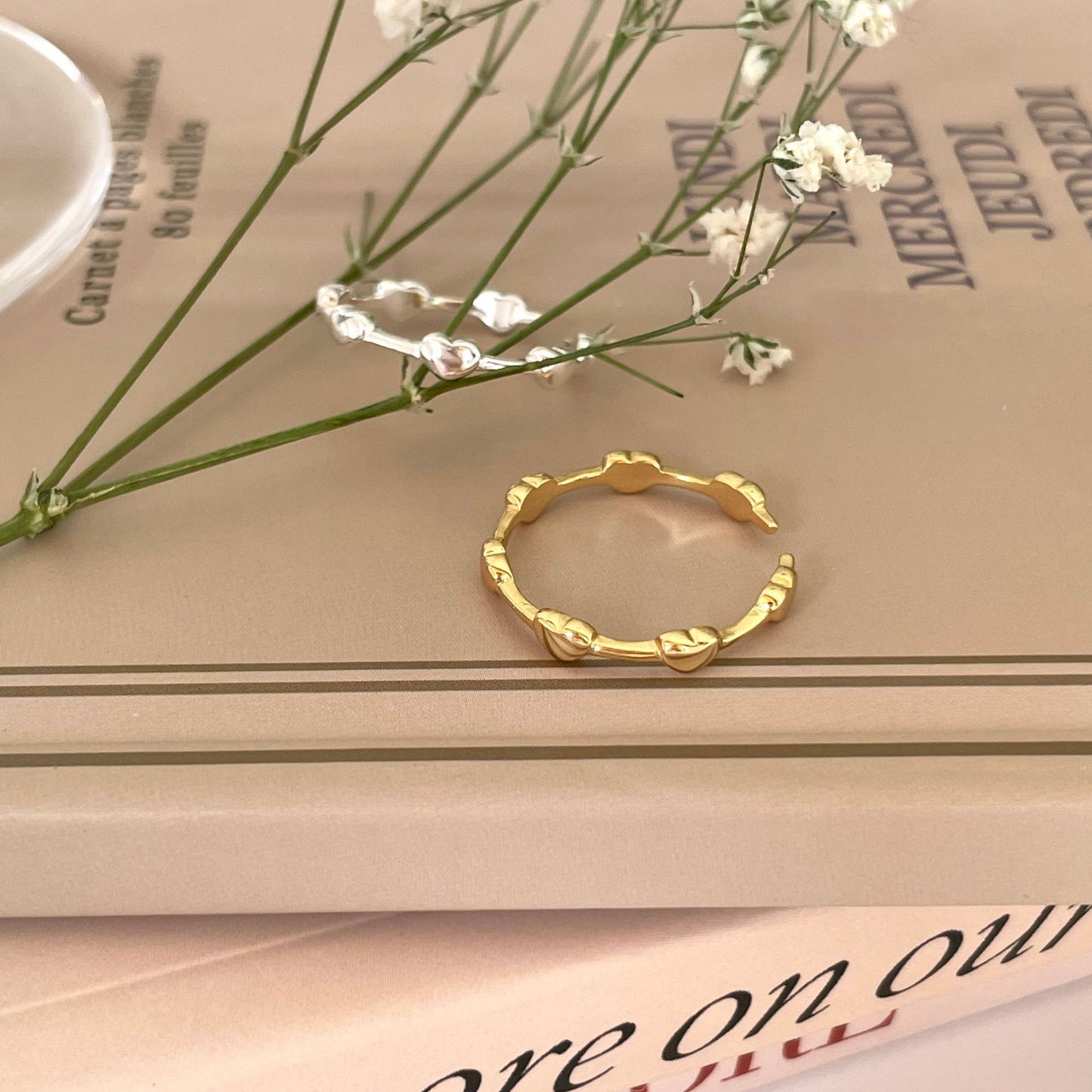 Minimalist Heart-Shaped 925 Sterling Silver Adjustable Ring for Women