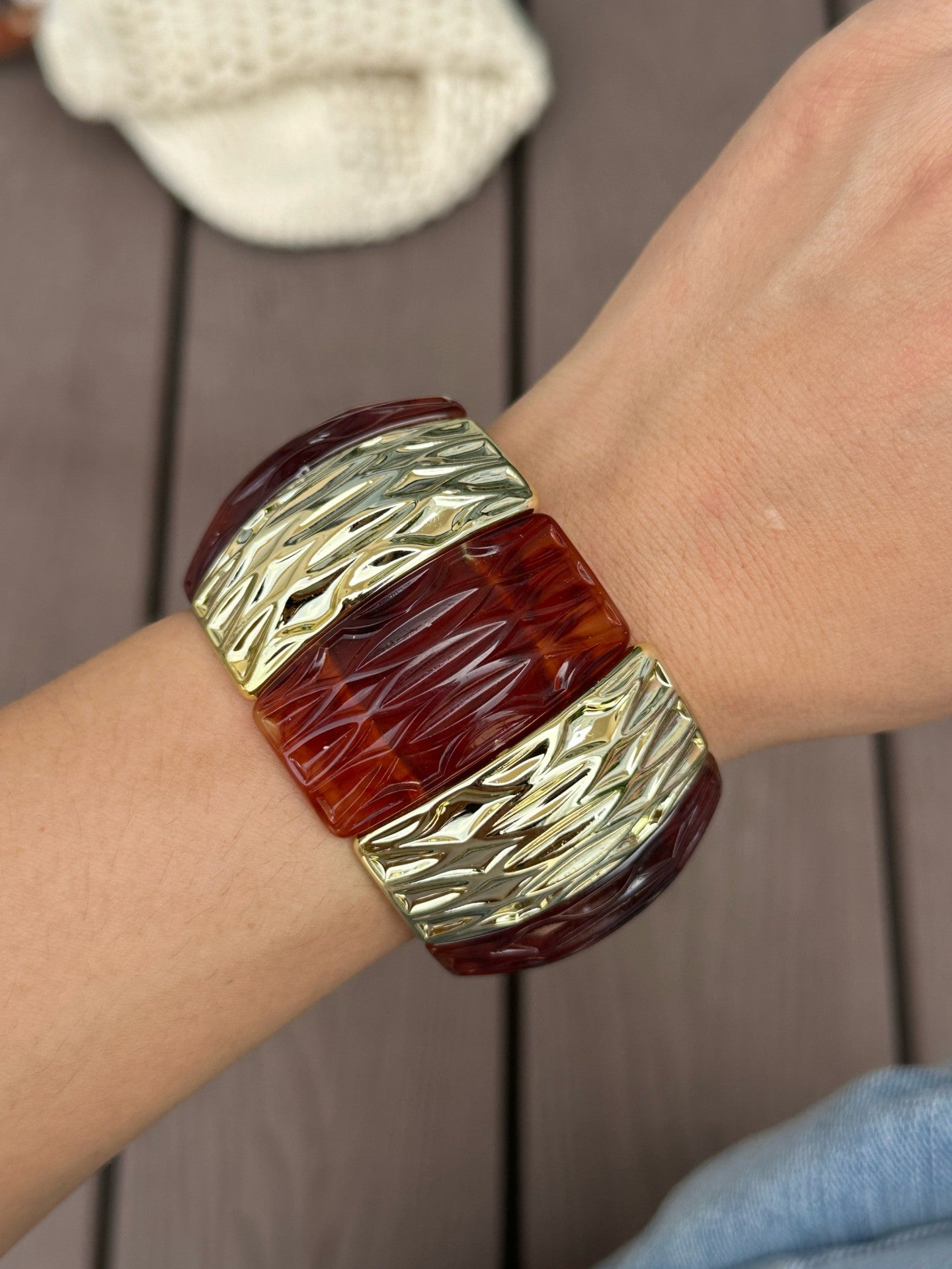 Luxury Brown Square Resin Drip Oil Bracelet for Women