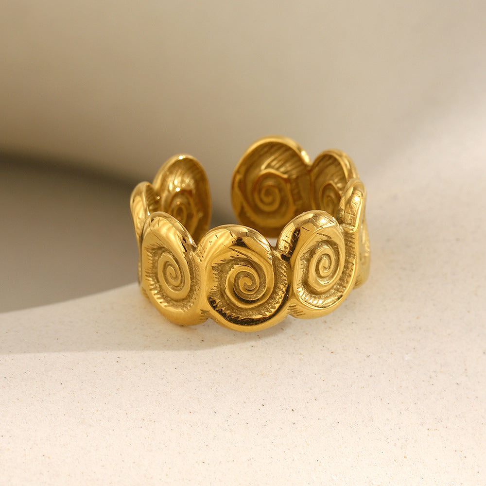 Anello geometrico minimalista da donna in acciaio inossidabile placcato oro 18 carati
