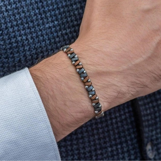 Minimalist Hip-hop Sporty Round Geometric Hematite Handmade Beaded Bracelet for Men and Women