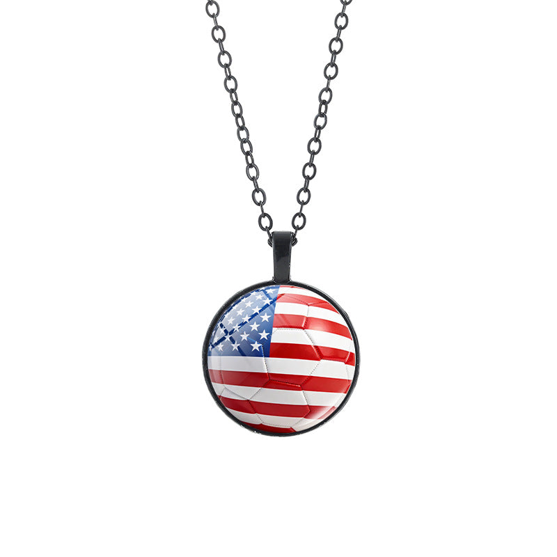 Collana casual in lega placcata con ciondolo in cristallo nero, catena a cavo unisex
