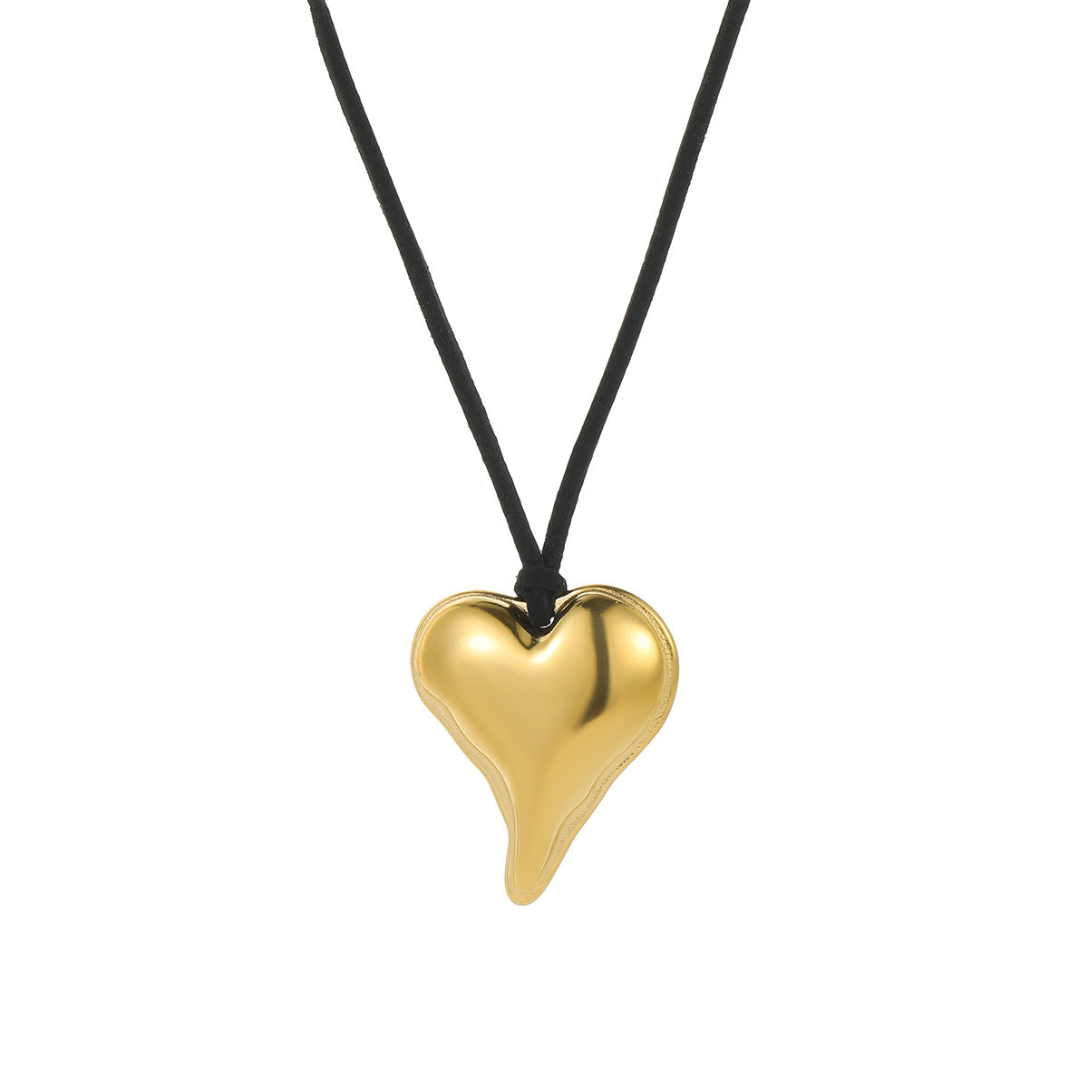 Collana con Pendente a Cuore Dolce e Grintoso per Donna, in Acciaio Inossidabile Galvanizzato con Dettaglio Nappa su Cordoncino in Velluto Cerato