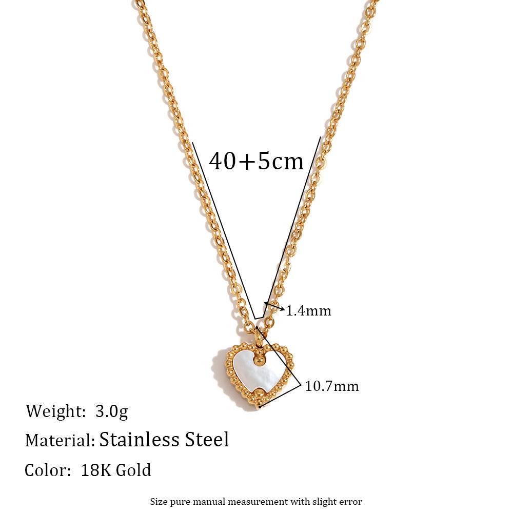 Minimalist Elegant 18K Gold Plated Heart Stainless Steel Necklace with Titanium Steel Pendant for Women