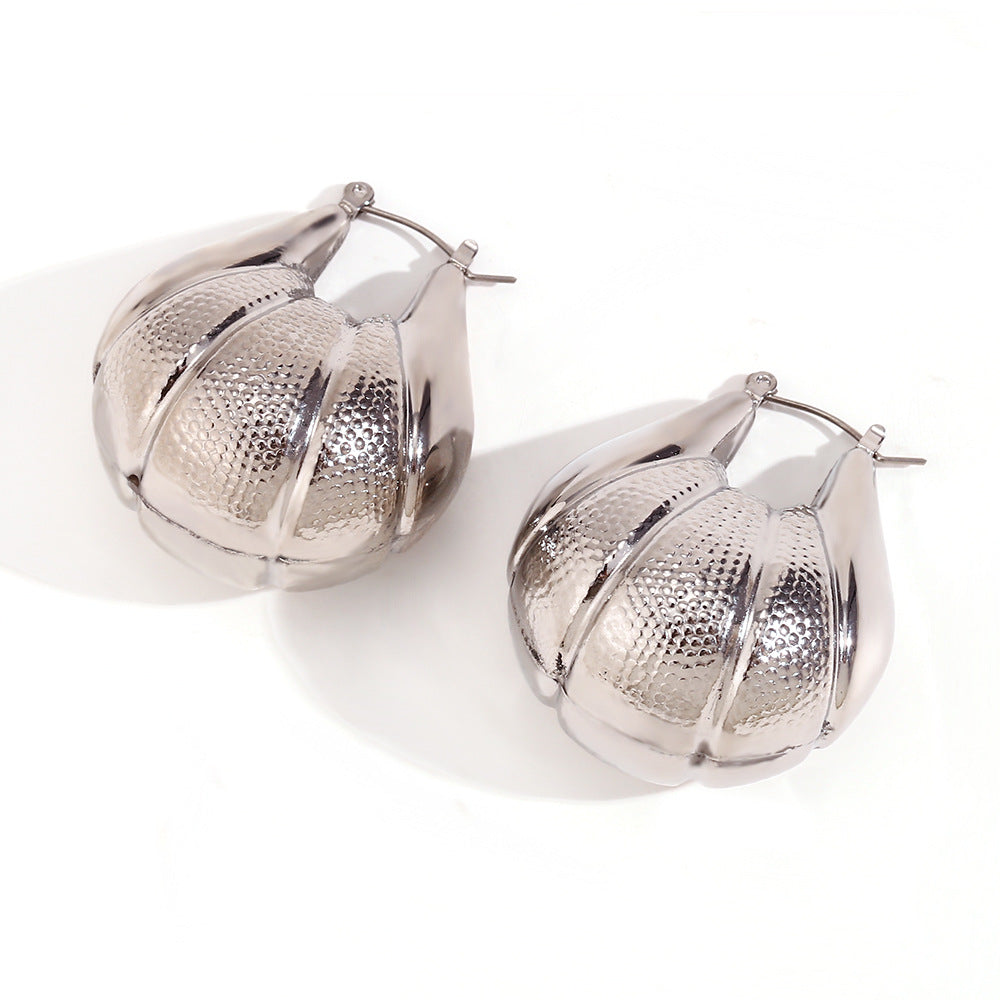 Vintage-Inspired Peanut-Shaped Stainless Steel Earrings with 18K Gold Plating for Women