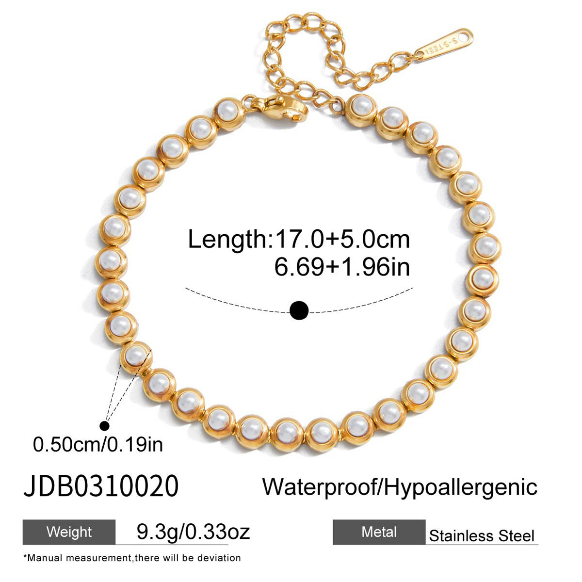 Set collana e bracciale minimalista con ciondolo a stella, luna, nuvola e universo in acciaio al titanio con dettagli in perle e finitura galvanizzata da donna