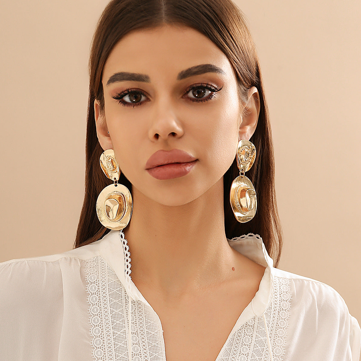 Collana vintage etnica geometrica in lega con turchese e nappa da donna
