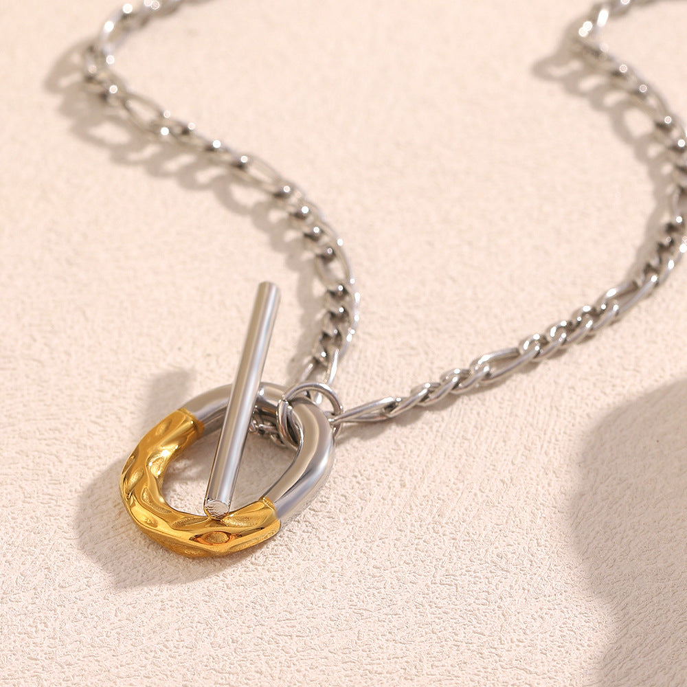 Collana Minimalista Geometrica da Donna in Acciaio Inossidabile con Placcatura in Oro 18K Chiusura OT