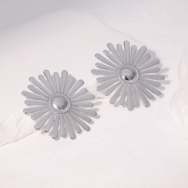 Orecchini a perno da donna in acciaio inossidabile vintage, minimalisti, floreali, a foglia con finitura placcata