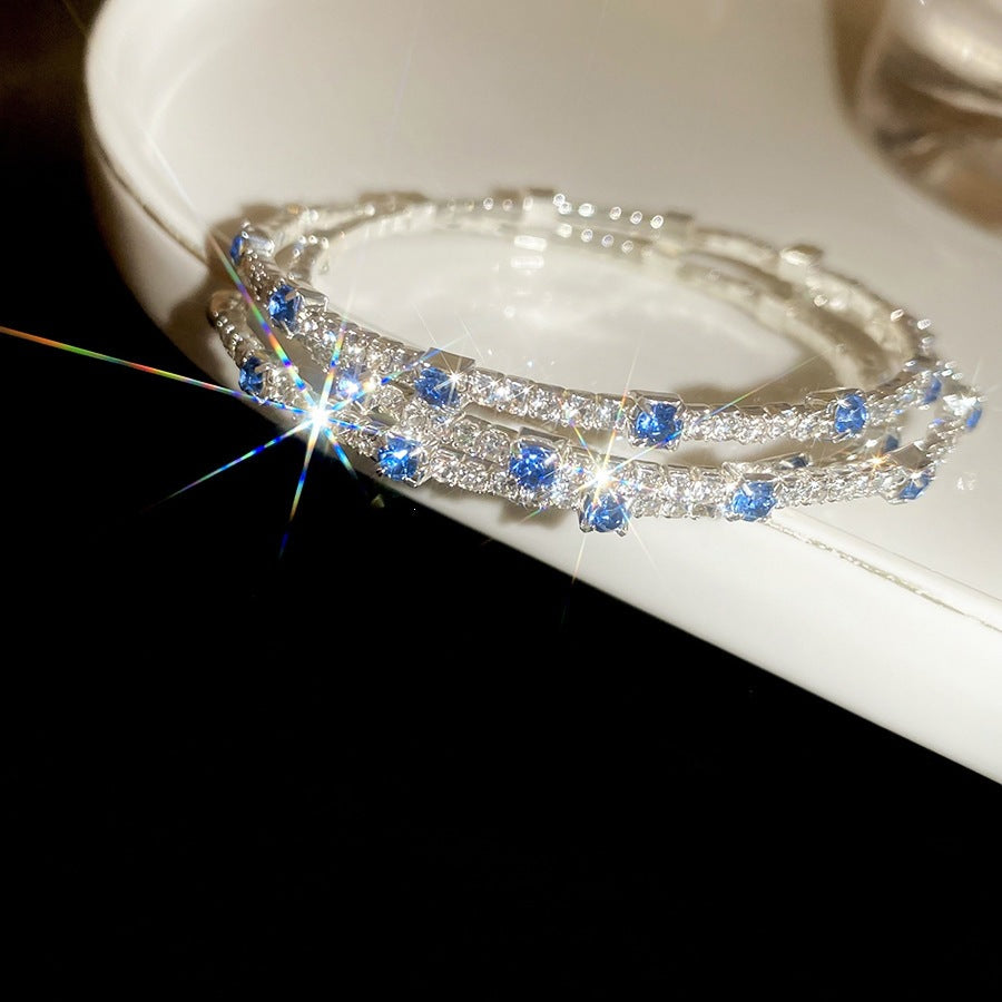 Luxury Elegant Brass Plated Crystal Cubic Zirconia Beaded Bracelet for Women