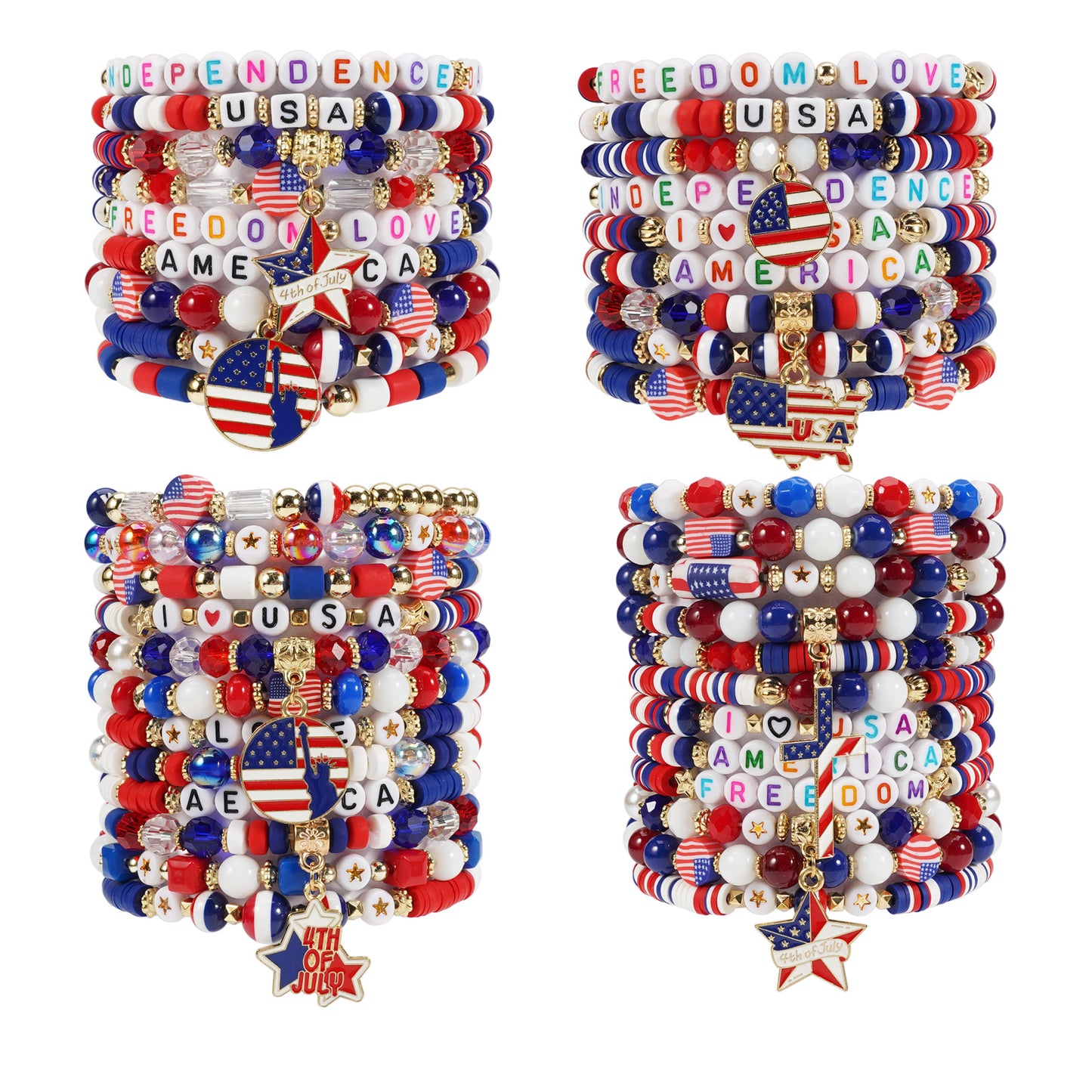 Pulsera de resina con estrella geométrica unisex, joyas patrióticas con bandera estadounidense