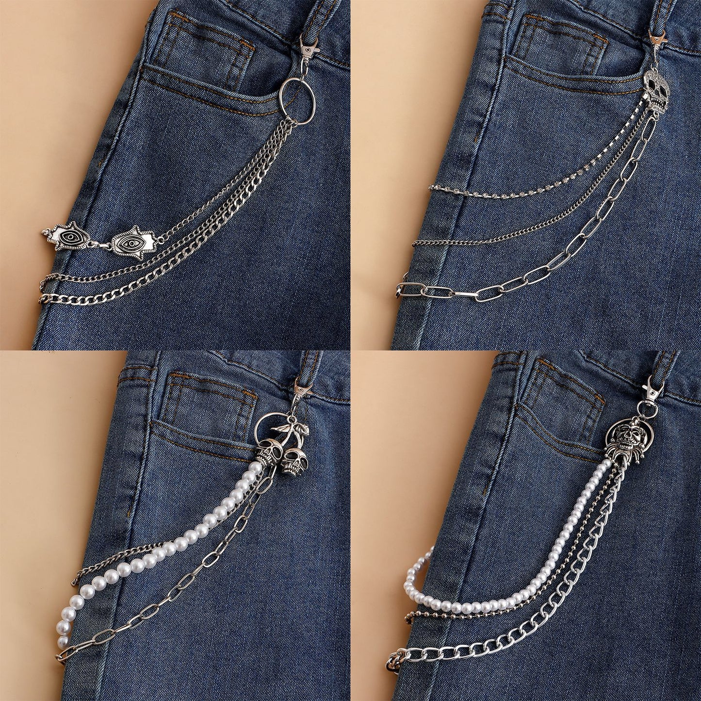 Punk Minimalist Skull Metal Waist Chain for Women