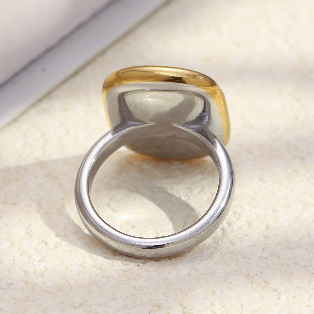 Minimalist Geometric Stainless Steel Ring with 18K Gold Plating for Women Luxury Hand Jewelry