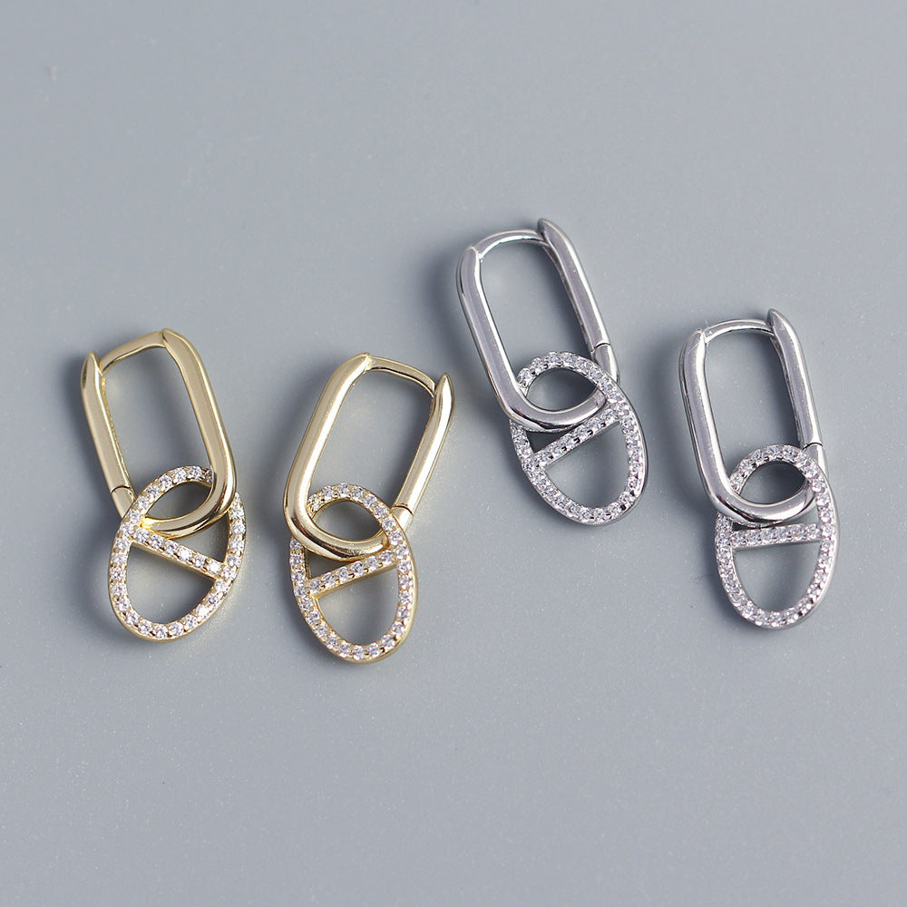 Orecchini a clip con strass geometrici "Sweet-Edgy" in argento sterling S925 da donna