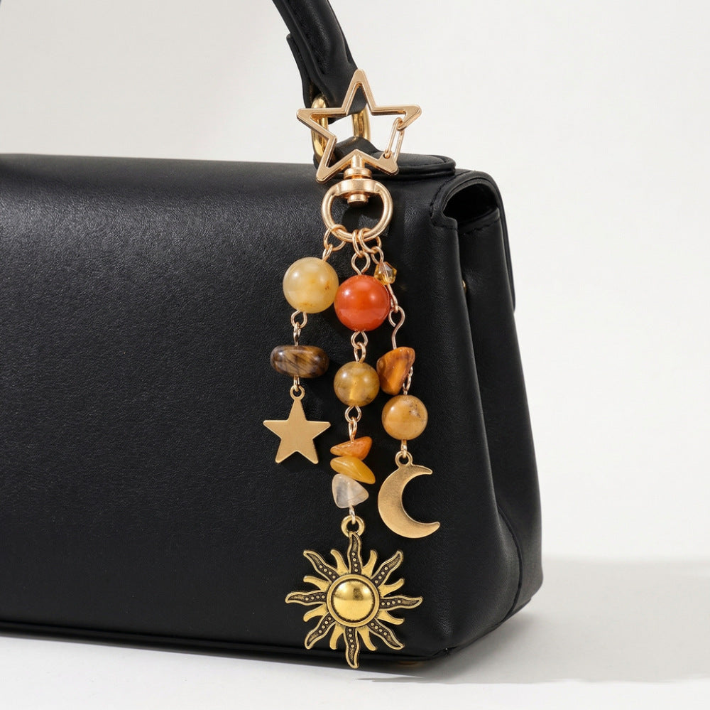 Sweet Minimalist Geometric Star Moon Zinc Alloy Keychain Bag Charm