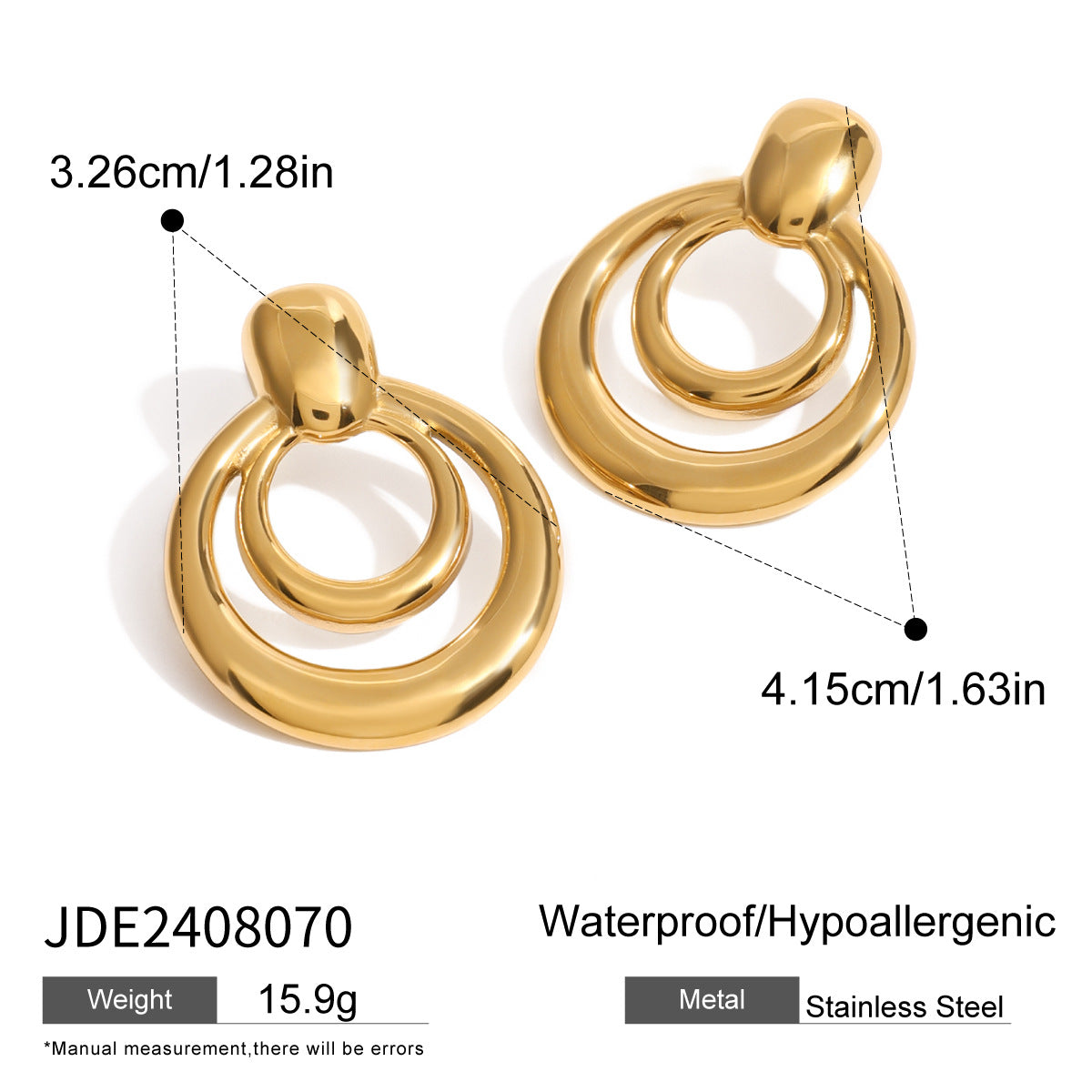 Minimalist Geometric Round Plated Stainless Steel Earrings for Women
