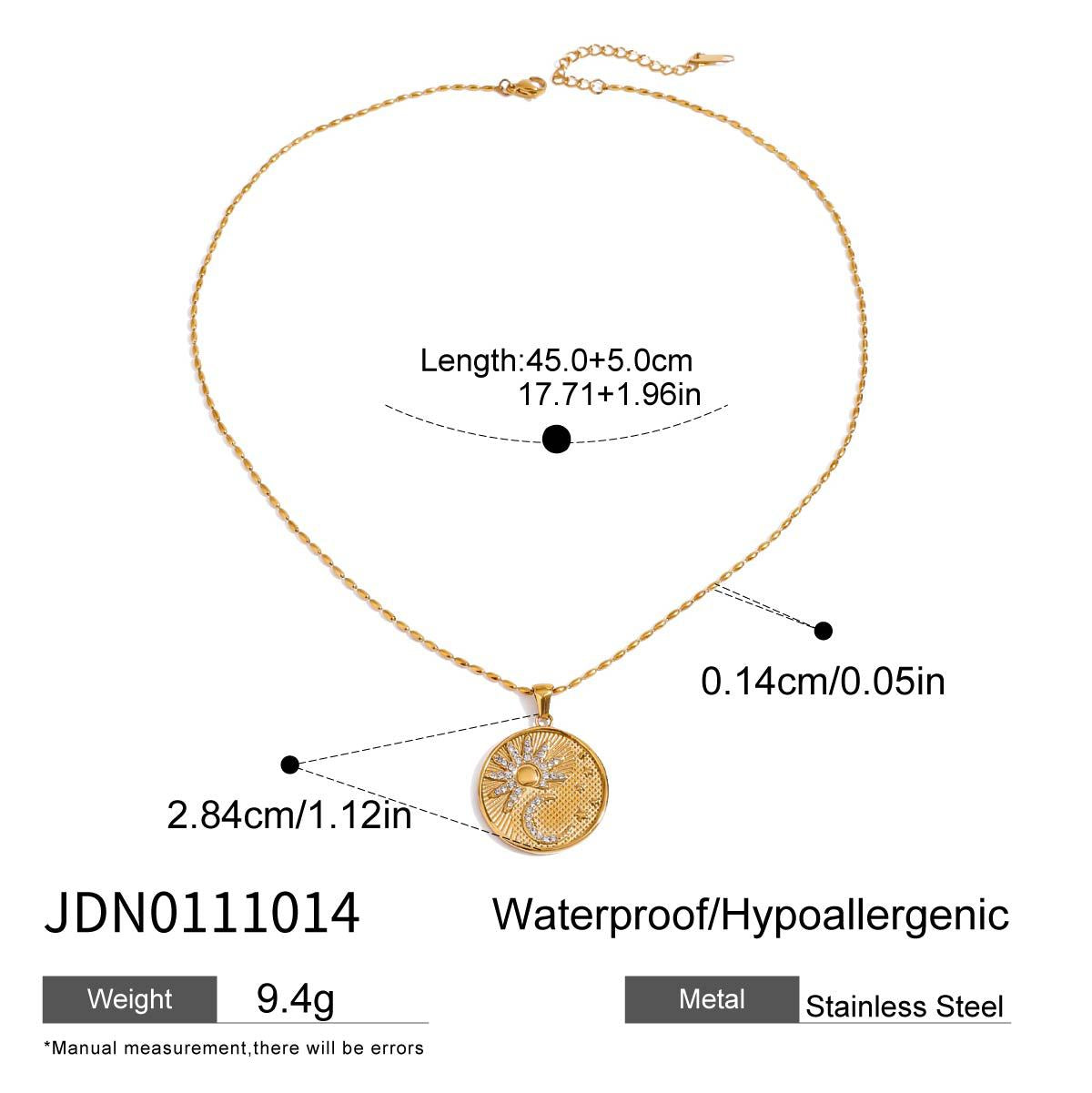 Luxury Elegant 18K Gold Plated Geometric Star Diamond Inlay Titanium Steel Necklace for Women