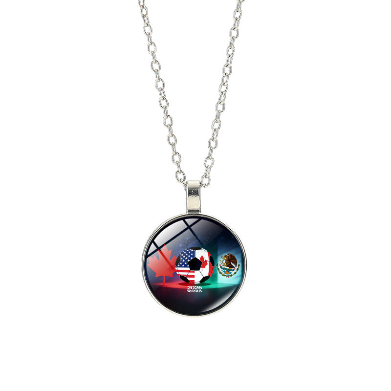 Collana sportiva casual in lega placcata argento con pendente in cristallo unisex