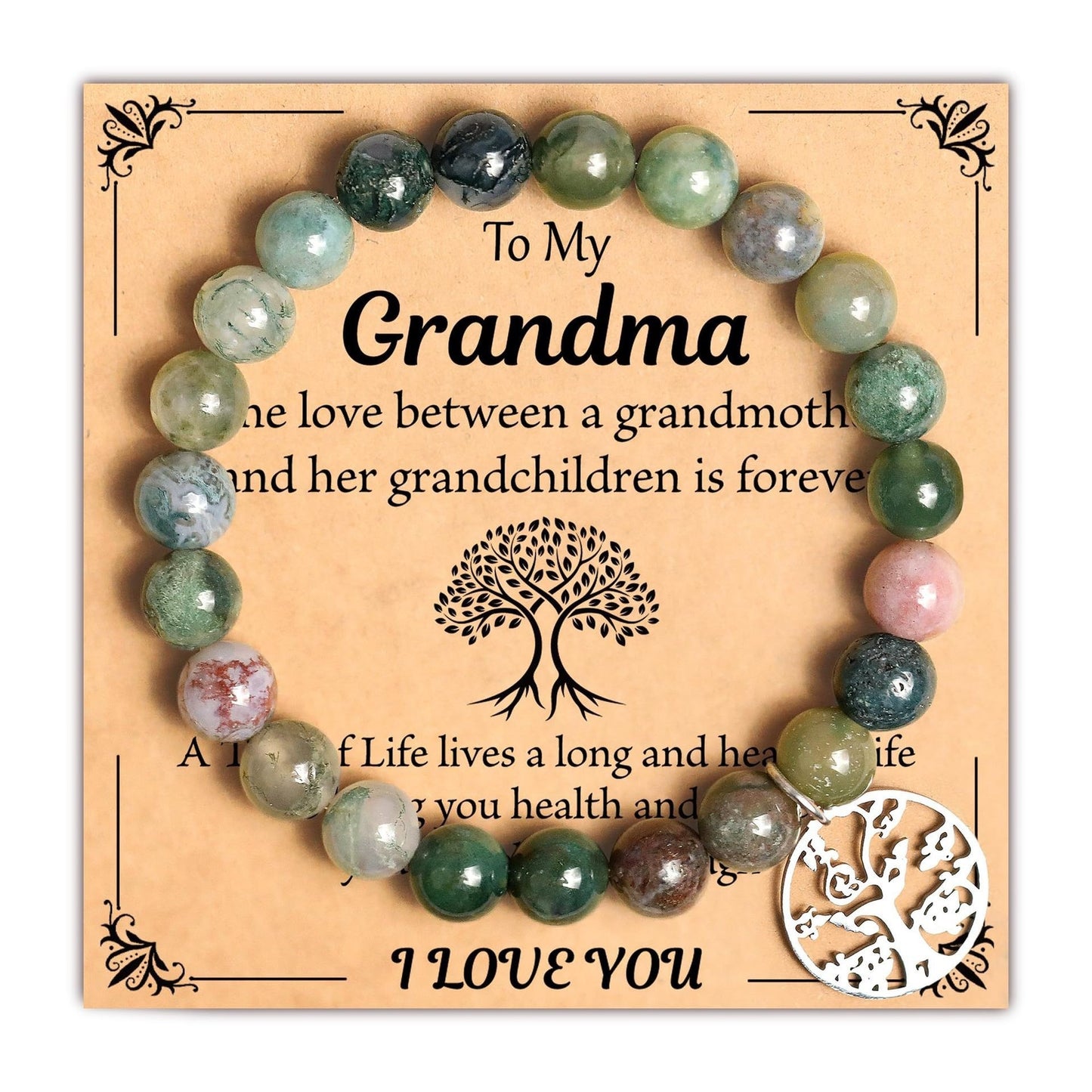 Fashion Casual Round Tree of Life Moonstone Beaded Bracelet Rose Gold Plated Unisex Jewelry
