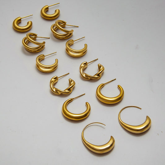 Minimalist Geometric Stainless Steel Earrings with Plating Finish for Women Lightweight Luxury Ear Studs