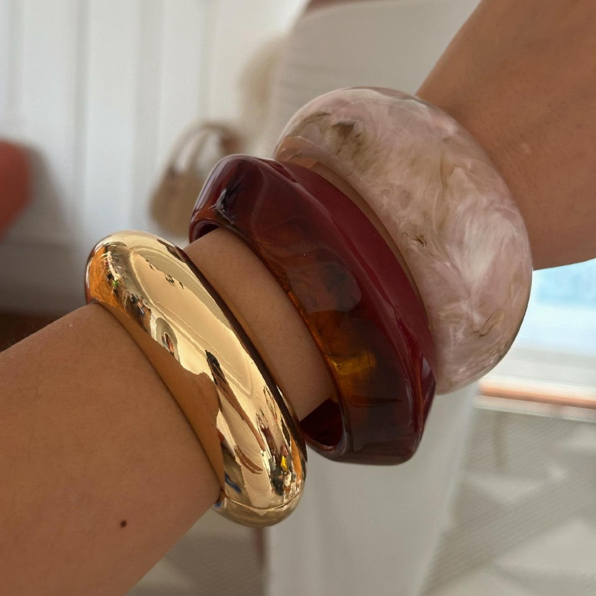 Vintage Geometric Resin Plated Bracelet for Women