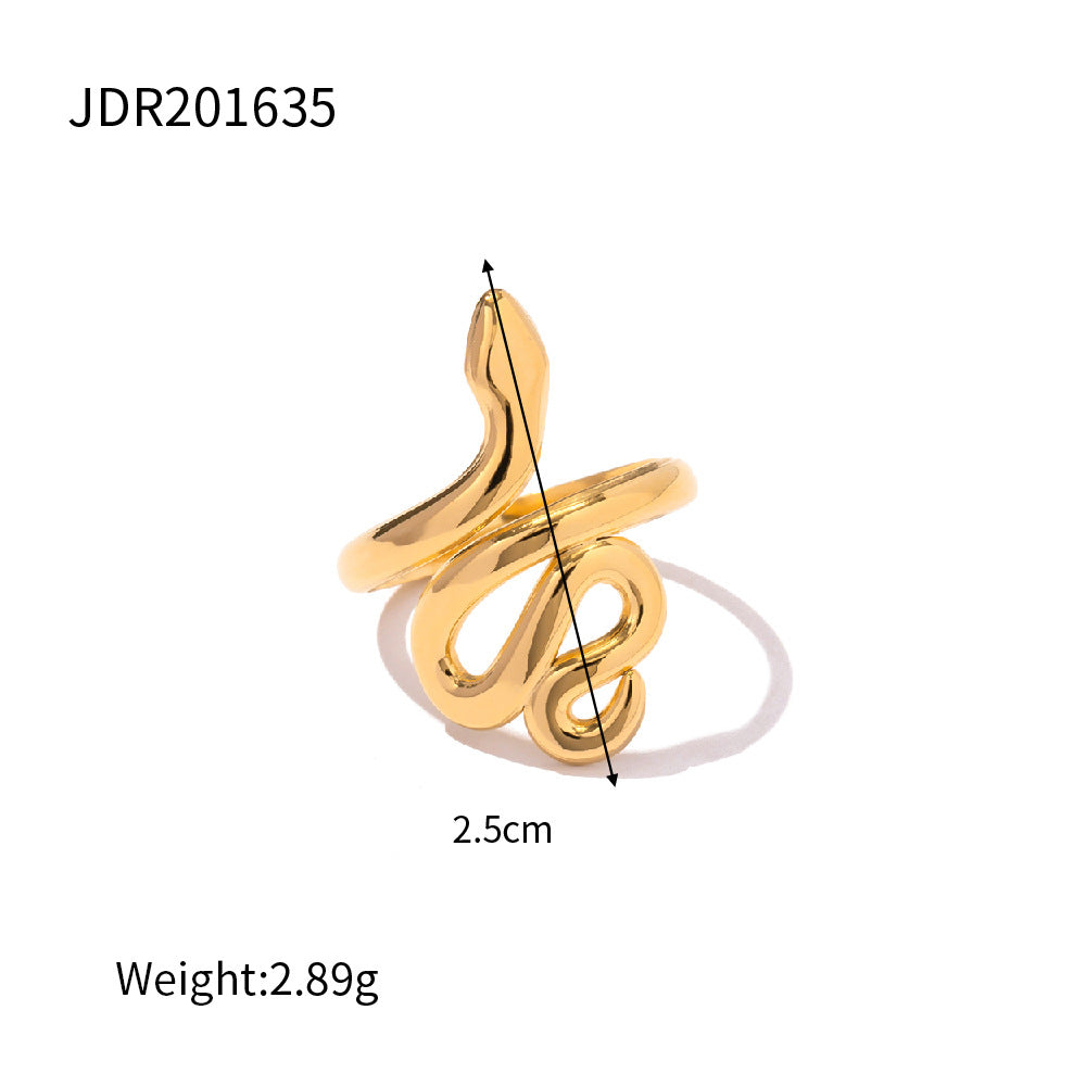 Trendy Geometric Snake Design 18K Gold Plated Stainless Steel Earrings for Women