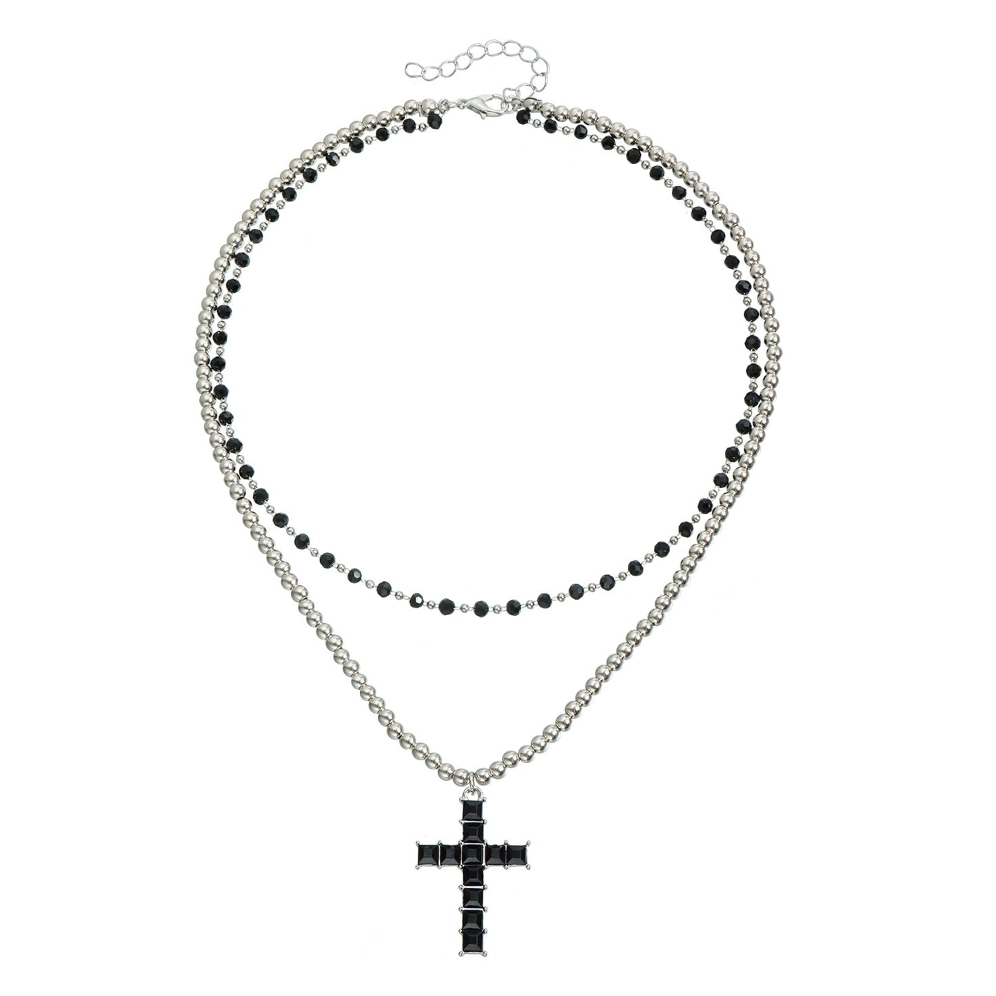 Dark Feminine Cross Pendant Necklace for Women Alloy Geometric Shape with Plated Finish Fashion Clavicle Chain