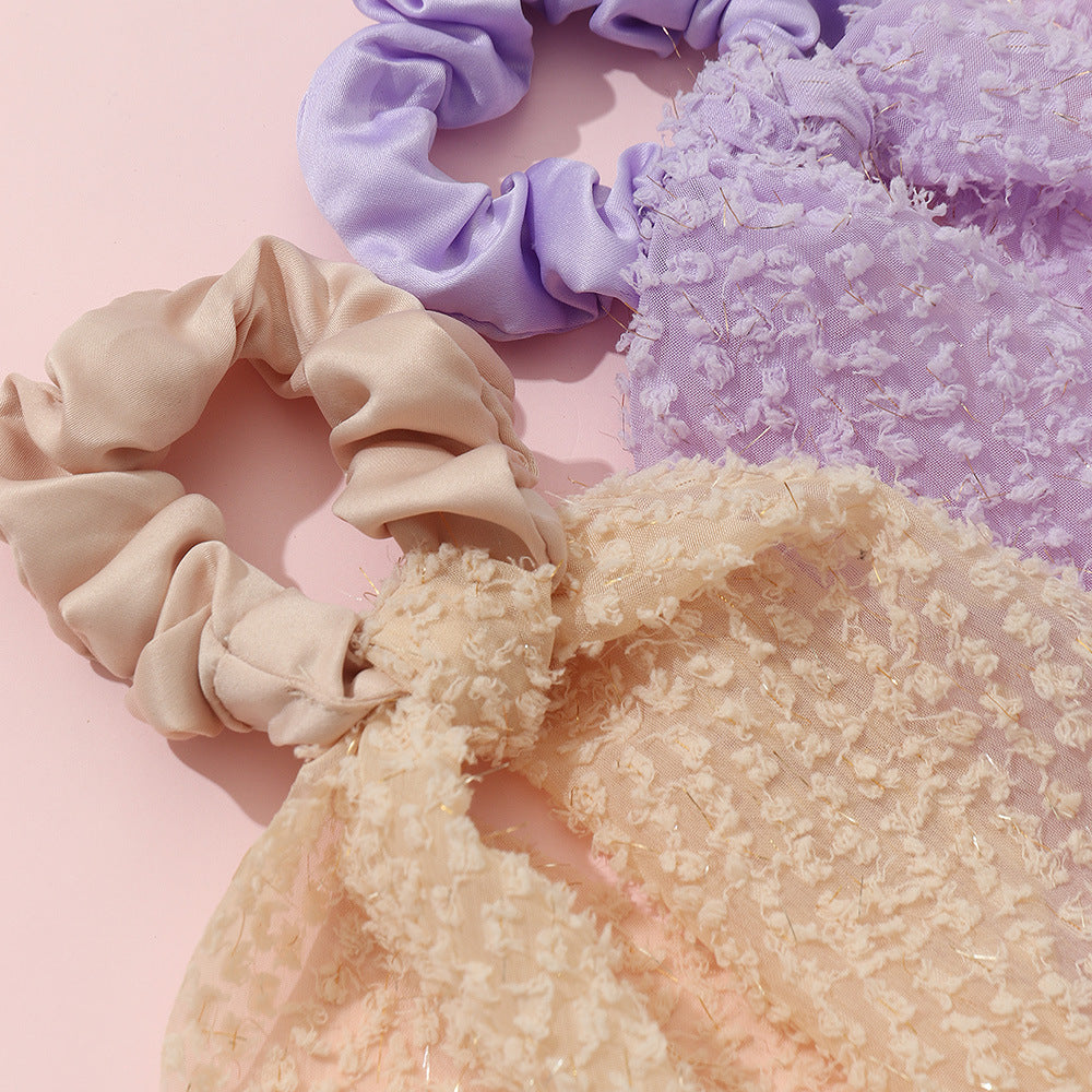 Children's Hair Tie with Bow Design in Fabric Material, Handmade Korean-Inspired Minimalist Hair Accessory for Girls