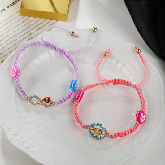 Geometric Rhinestone Infinity Figure 8 Plated Alloy Bracelet for Men and Women