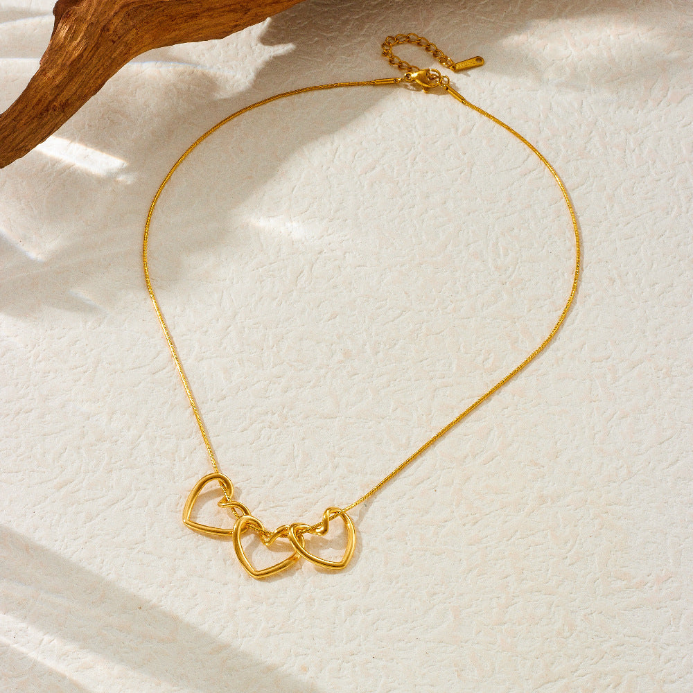 Minimalist Business Gold Plated Heart Stainless Steel Necklace for Women