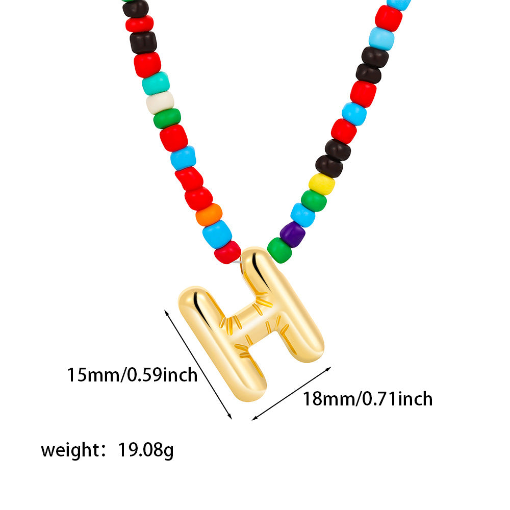 Collana con Lettere Unisex in Acciaio Inossidabile Placcato Oro 18K Casual