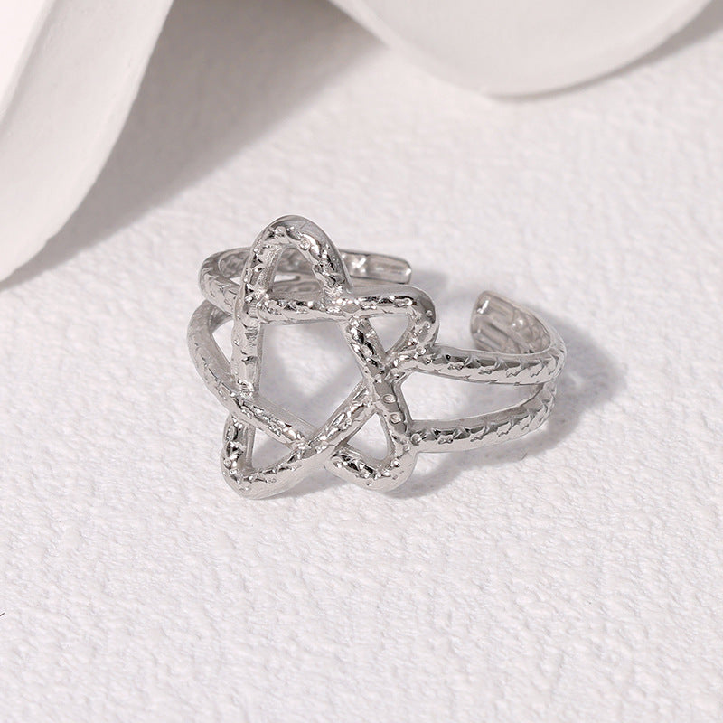 Anello aperto da donna a stella minimalista in acciaio inossidabile con finitura placcata