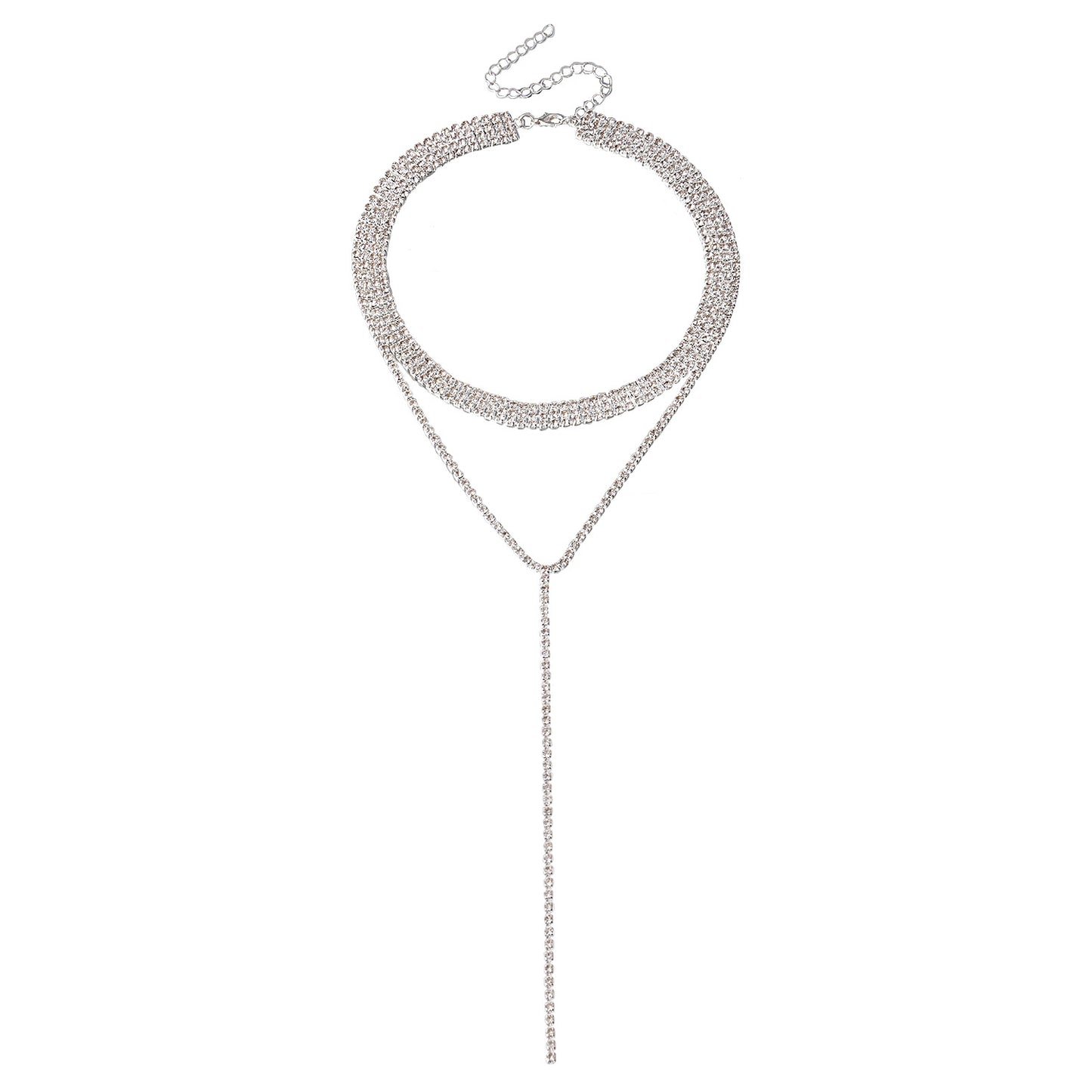 Geometric Style Long Layered Tassel Necklace for Women with Alloy Base and Electroplated Finish