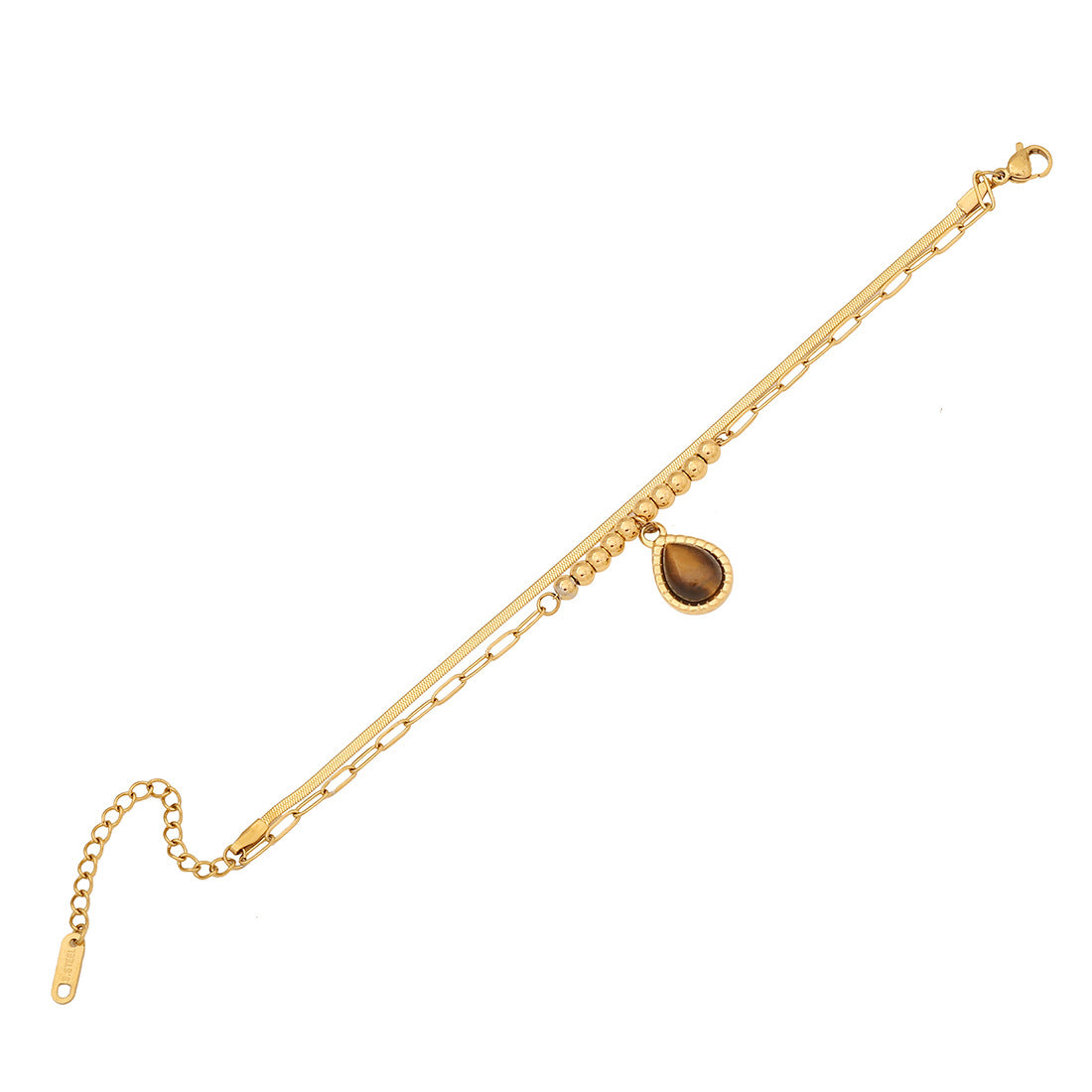 Retro Chic Geometric Stainless Steel Plated Bracelet with Round and Square Polka Dot Accents for Women