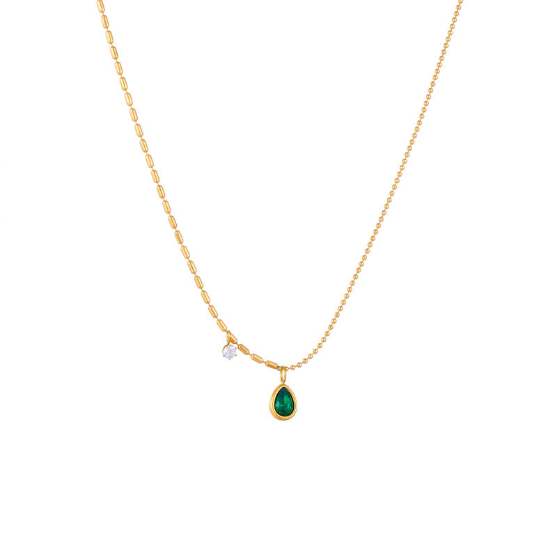 Minimalist Retro Stainless Steel Teardrop Pendant Necklace with Plated Finish for Women