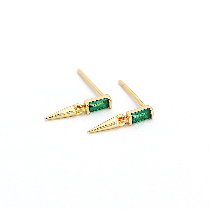 Minimalist 925 Sterling Silver Square Geometric Cubic Zirconia Inlay Earrings