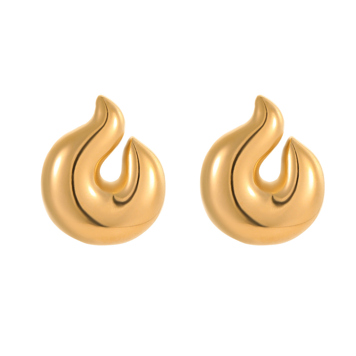 Orecchini a perno a forma di fiamma minimalisti in acciaio inossidabile placcato da donna